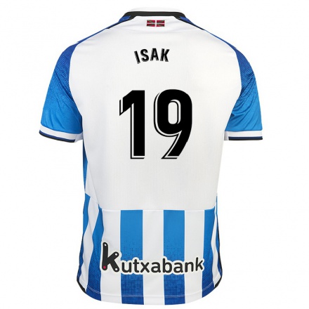 Naisten Jalkapallo Alexander Isak #19 Valkoinen Sininen Kotipaita 2021/22 Lyhythihainen Paita T-paita