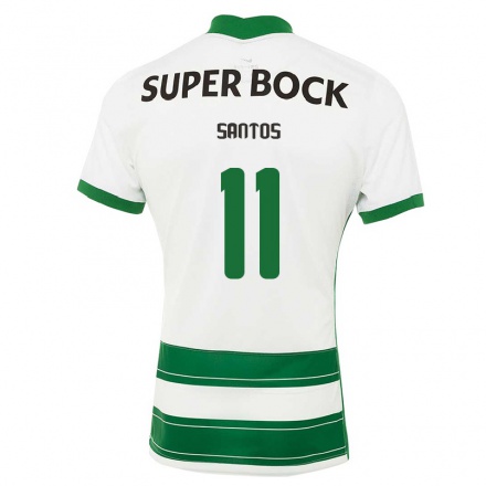 Naisten Jalkapallo Nuno Santos #11 Valkoinen Vihreä Kotipaita 2021/22 Lyhythihainen Paita T-paita