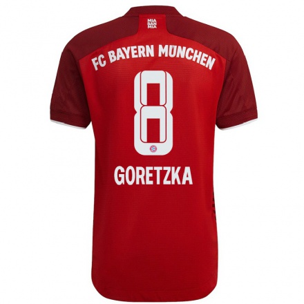 Naisten Jalkapallo Leon Goretzka #8 Tummanpunainen Kotipaita 2021/22 Lyhythihainen Paita T-paita