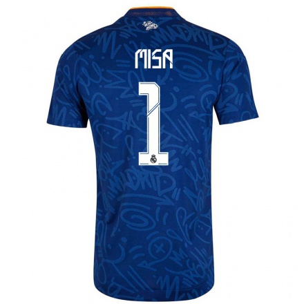 Naisten Jalkapallo Misa #1 Tummansininen Vieraspaita 2021/22 Lyhythihainen Paita T-paita