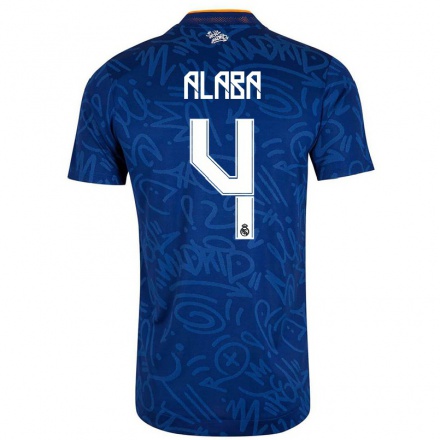 Naisten Jalkapallo David Alaba #4 Tummansininen Vieraspaita 2021/22 Lyhythihainen Paita T-paita