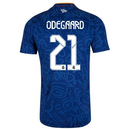 Naisten Jalkapallo Martin Odegaard #21 Tummansininen Vieraspaita 2021/22 Lyhythihainen Paita T-paita