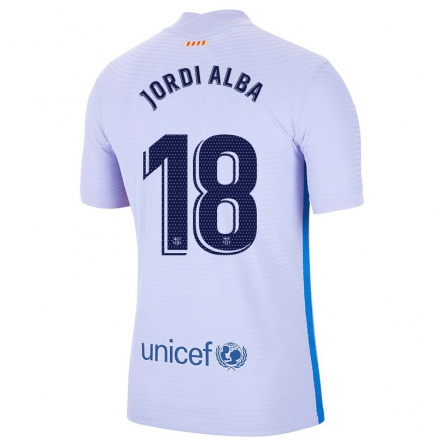 Naisten Jalkapallo Jordi Alba #18 Vaalea Violettiti Vieraspaita 2021/22 Lyhythihainen Paita T-paita