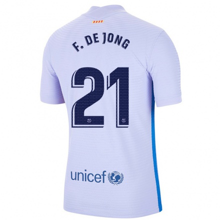 Naisten Jalkapallo Frenkie De Jong #21 Vaalea Violettiti Vieraspaita 2021/22 Lyhythihainen Paita T-paita