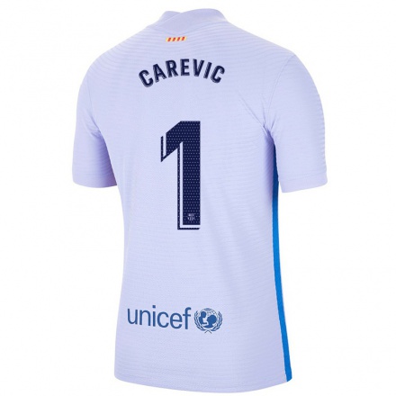 Naisten Jalkapallo Lazar Carevic #1 Vaalea Violettiti Vieraspaita 2021/22 Lyhythihainen Paita T-paita
