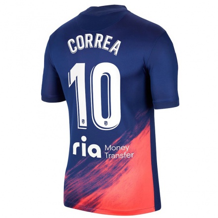 Naisten Jalkapallo Angel Correa #10 Tummansininen Oranssi Vieraspaita 2021/22 Lyhythihainen Paita T-paita