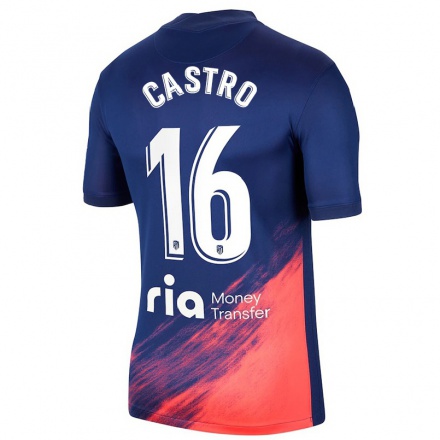 Naisten Jalkapallo Oscar Castro #16 Tummansininen Oranssi Vieraspaita 2021/22 Lyhythihainen Paita T-paita