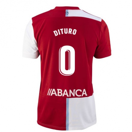 Naisten Jalkapallo Matias Dituro #0 Punainen Valkoinen Vieraspaita 2021/22 Lyhythihainen Paita T-paita