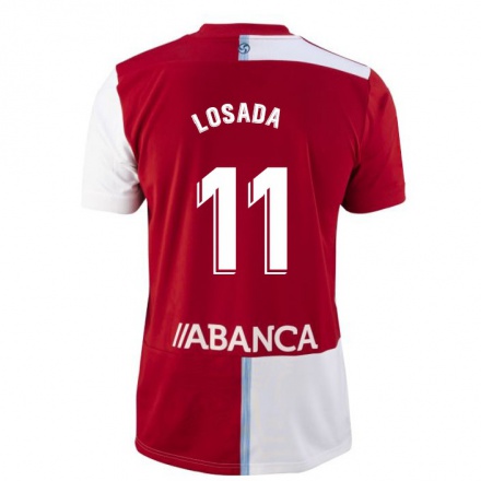 Naisten Jalkapallo Iker Losada #11 Punainen Valkoinen Vieraspaita 2021/22 Lyhythihainen Paita T-paita