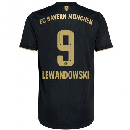 Naisten Jalkapallo Robert Lewandowski #9 Musta Vieraspaita 2021/22 Lyhythihainen Paita T-paita