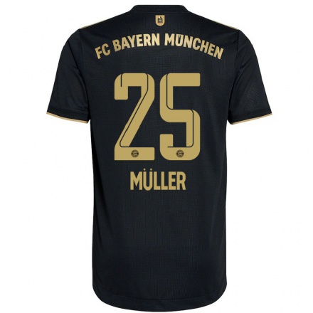 Naisten Jalkapallo Thomas Muller #25 Musta Vieraspaita 2021/22 Lyhythihainen Paita T-paita