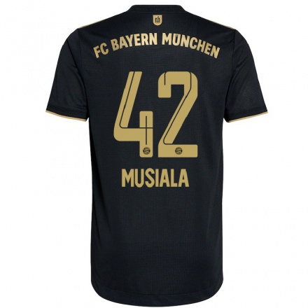 Naisten Jalkapallo Jamal Musiala #42 Musta Vieraspaita 2021/22 Lyhythihainen Paita T-paita