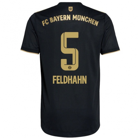 Naisten Jalkapallo Nicolas Feldhahn #5 Musta Vieraspaita 2021/22 Lyhythihainen Paita T-paita