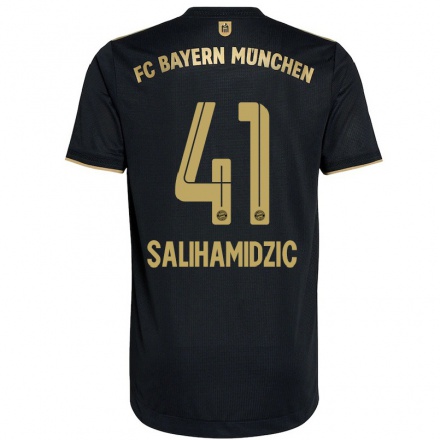 Naisten Jalkapallo Nick Salihamidzic #41 Musta Vieraspaita 2021/22 Lyhythihainen Paita T-paita