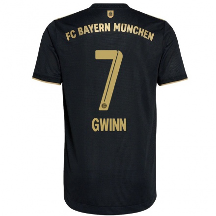 Naisten Jalkapallo Giulia Gwinn #7 Musta Vieraspaita 2021/22 Lyhythihainen Paita T-paita