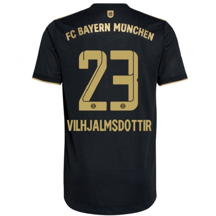 Naisten Jalkapallo Karolina Lea Vilhjalmsdottir #23 Musta Vieraspaita 2021/22 Lyhythihainen Paita T-paita