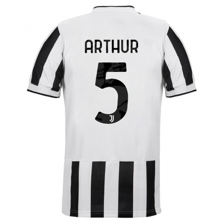 Naisten Jalkapallo Arthur #5 Valkoinen Musta Kotipaita 2021/22 Lyhythihainen Paita T-paita