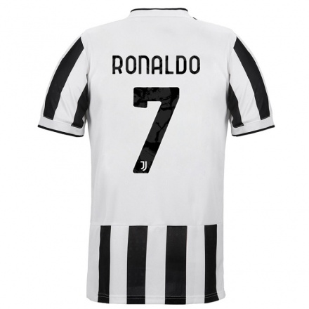 Naisten Jalkapallo Cristiano Ronaldo #7 Valkoinen Musta Kotipaita 2021/22 Lyhythihainen Paita T-paita