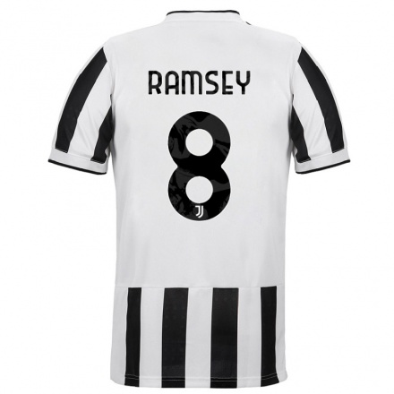 Naisten Jalkapallo Aaron Ramsey #8 Valkoinen Musta Kotipaita 2021/22 Lyhythihainen Paita T-paita