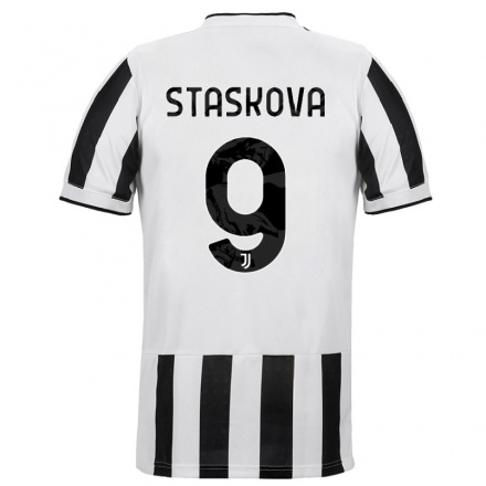 Naisten Jalkapallo Andrea Staskova #9 Valkoinen Musta Kotipaita 2021/22 Lyhythihainen Paita T-paita