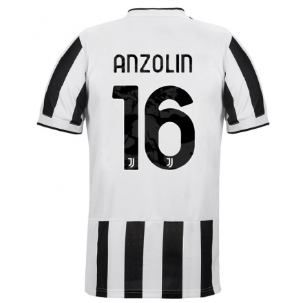 Naisten Jalkapallo Matteo Anzolin #16 Valkoinen Musta Kotipaita 2021/22 Lyhythihainen Paita T-paita