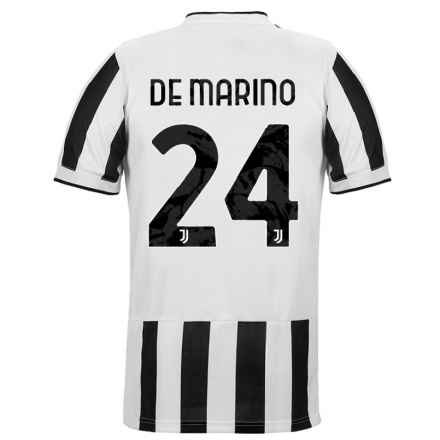 Naisten Jalkapallo Davide De Marino #24 Valkoinen Musta Kotipaita 2021/22 Lyhythihainen Paita T-paita
