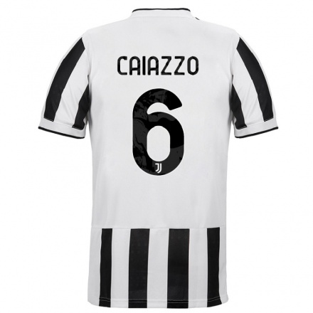 Naisten Jalkapallo Sara Caiazzo #6 Valkoinen Musta Kotipaita 2021/22 Lyhythihainen Paita T-paita