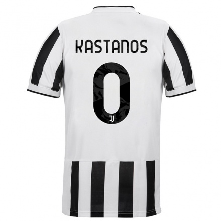 Naisten Jalkapallo Grigoris Kastanos #0 Valkoinen Musta Kotipaita 2021/22 Lyhythihainen Paita T-paita