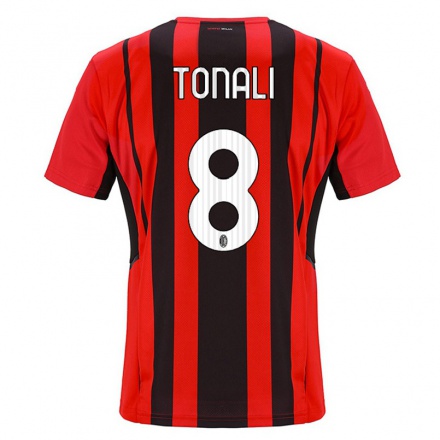 Naisten Jalkapallo Sandro Tonali #8 Punamusta Kotipaita 2021/22 Lyhythihainen Paita T-paita