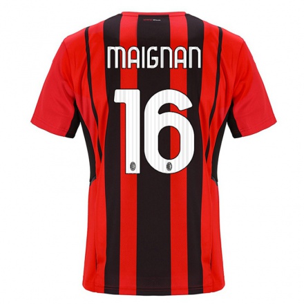 Naisten Jalkapallo Mike Maignan #16 Punamusta Kotipaita 2021/22 Lyhythihainen Paita T-paita