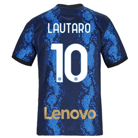 Naisten Jalkapallo Lautaro Martinez #10 Tummansininen Kotipaita 2021/22 Lyhythihainen Paita T-paita