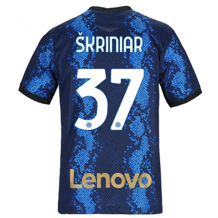 Naisten Jalkapallo Milan Skriniar #37 Tummansininen Kotipaita 2021/22 Lyhythihainen Paita T-paita