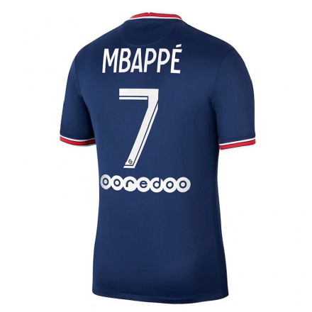 Naisten Jalkapallo Kylian Mbappe #7 Tummansininen Kotipaita 2021/22 Lyhythihainen Paita T-paita