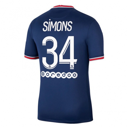 Naisten Jalkapallo Xavi Simons #34 Tummansininen Kotipaita 2021/22 Lyhythihainen Paita T-paita