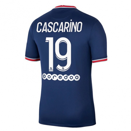 Naisten Jalkapallo Estelle Cascarino #19 Tummansininen Kotipaita 2021/22 Lyhythihainen Paita T-paita