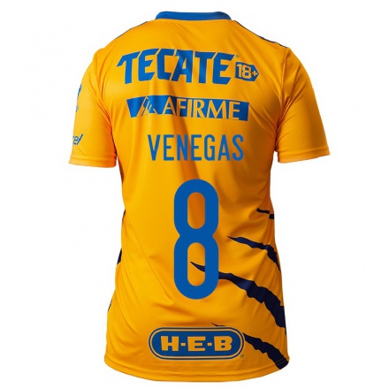 Naisten Jalkapallo Francisco Venegas #8 Keltainen Kotipaita 2021/22 Lyhythihainen Paita T-paita