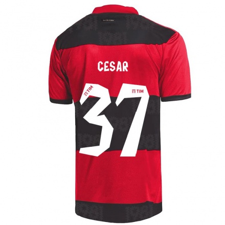 Naisten Jalkapallo Cesar #37 Punamusta Kotipaita 2021/22 Lyhythihainen Paita T-paita