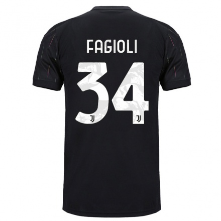 Naisten Jalkapallo Nicolo Fagioli #34 Musta Vieraspaita 2021/22 Lyhythihainen Paita T-paita
