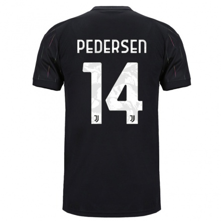 Naisten Jalkapallo Sofie Junge Pedersen #14 Musta Vieraspaita 2021/22 Lyhythihainen Paita T-paita