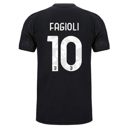 Naisten Jalkapallo Nicolo Fagioli #10 Musta Vieraspaita 2021/22 Lyhythihainen Paita T-paita