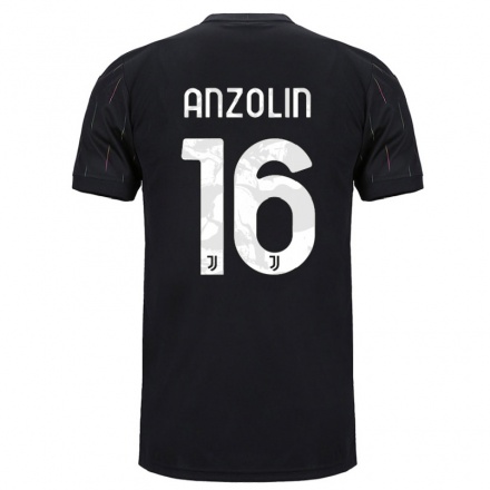 Naisten Jalkapallo Matteo Anzolin #16 Musta Vieraspaita 2021/22 Lyhythihainen Paita T-paita