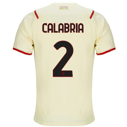 Naisten Jalkapallo Davide Calabria #2 Samppanja Vieraspaita 2021/22 Lyhythihainen Paita T-paita