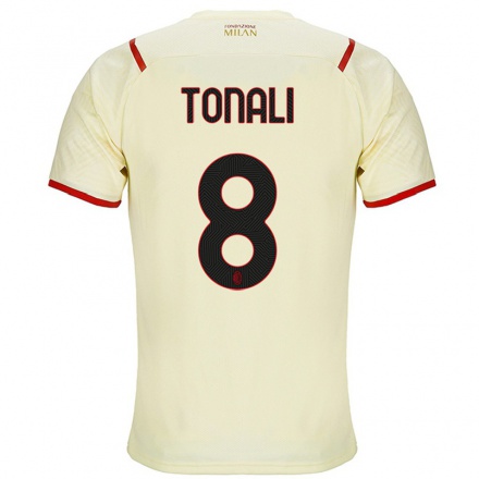 Naisten Jalkapallo Sandro Tonali #8 Samppanja Vieraspaita 2021/22 Lyhythihainen Paita T-paita