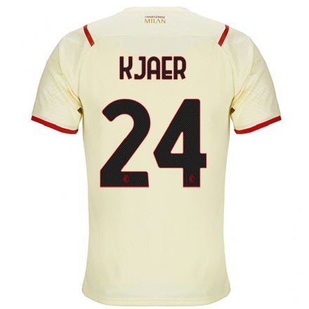 Naisten Jalkapallo Simon Kjaer #24 Samppanja Vieraspaita 2021/22 Lyhythihainen Paita T-paita