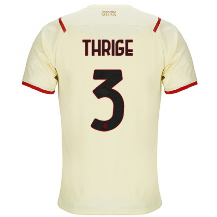 Naisten Jalkapallo Sara Thrige #3 Samppanja Vieraspaita 2021/22 Lyhythihainen Paita T-paita