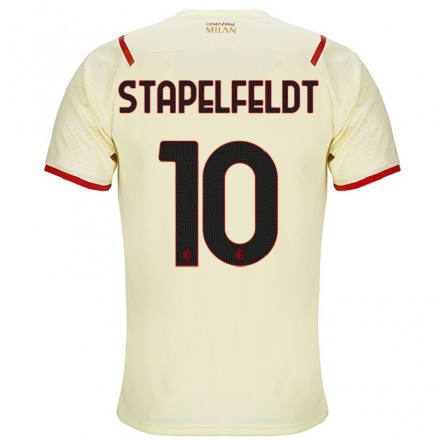 Naisten Jalkapallo Nina Stapelfeldt #10 Samppanja Vieraspaita 2021/22 Lyhythihainen Paita T-paita