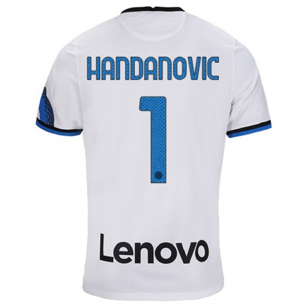 Naisten Jalkapallo Samir Handanovic #1 Valkoinen Sininen Vieraspaita 2021/22 Lyhythihainen Paita T-paita
