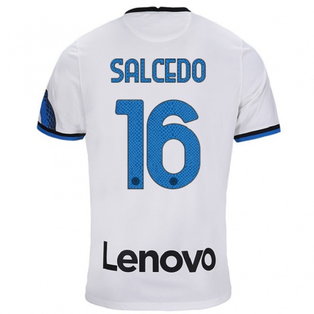 Naisten Jalkapallo Eddie Salcedo #16 Valkoinen Sininen Vieraspaita 2021/22 Lyhythihainen Paita T-paita