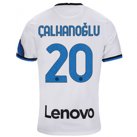 Naisten Jalkapallo Hakan Calhanoglu #20 Valkoinen Sininen Vieraspaita 2021/22 Lyhythihainen Paita T-paita