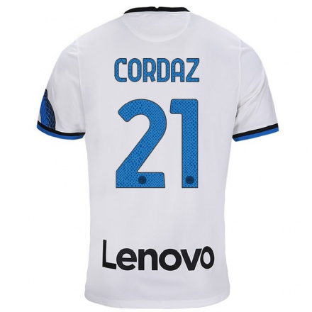 Naisten Jalkapallo Alex Cordaz #21 Valkoinen Sininen Vieraspaita 2021/22 Lyhythihainen Paita T-paita